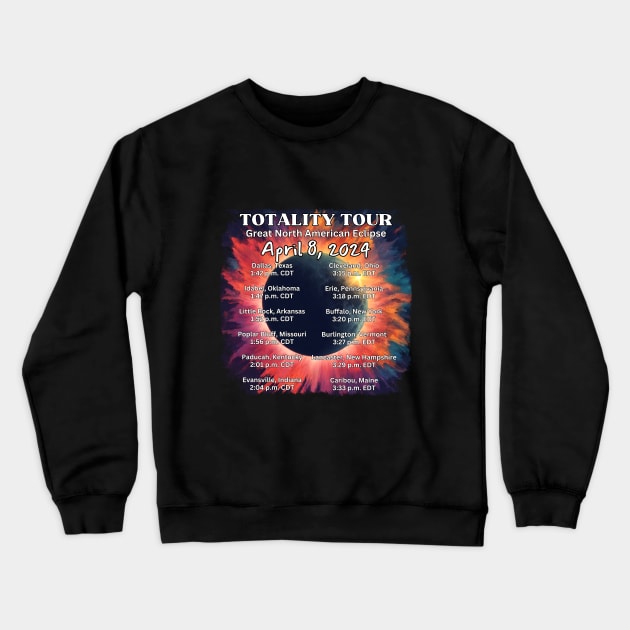 Eclipse Path Tour Map — April 8, 2024 Total Solar Eclipse Crewneck Sweatshirt by Little Duck Designs